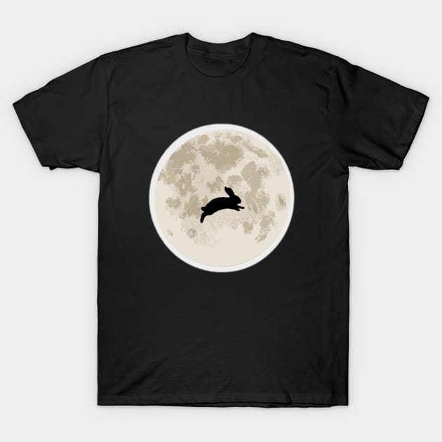 Rabbit on Moon T-Shirt by GoodyL